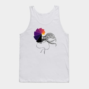 Ammonite Volcano Shell | Black Red Yellow Bar Chart White Tank Top